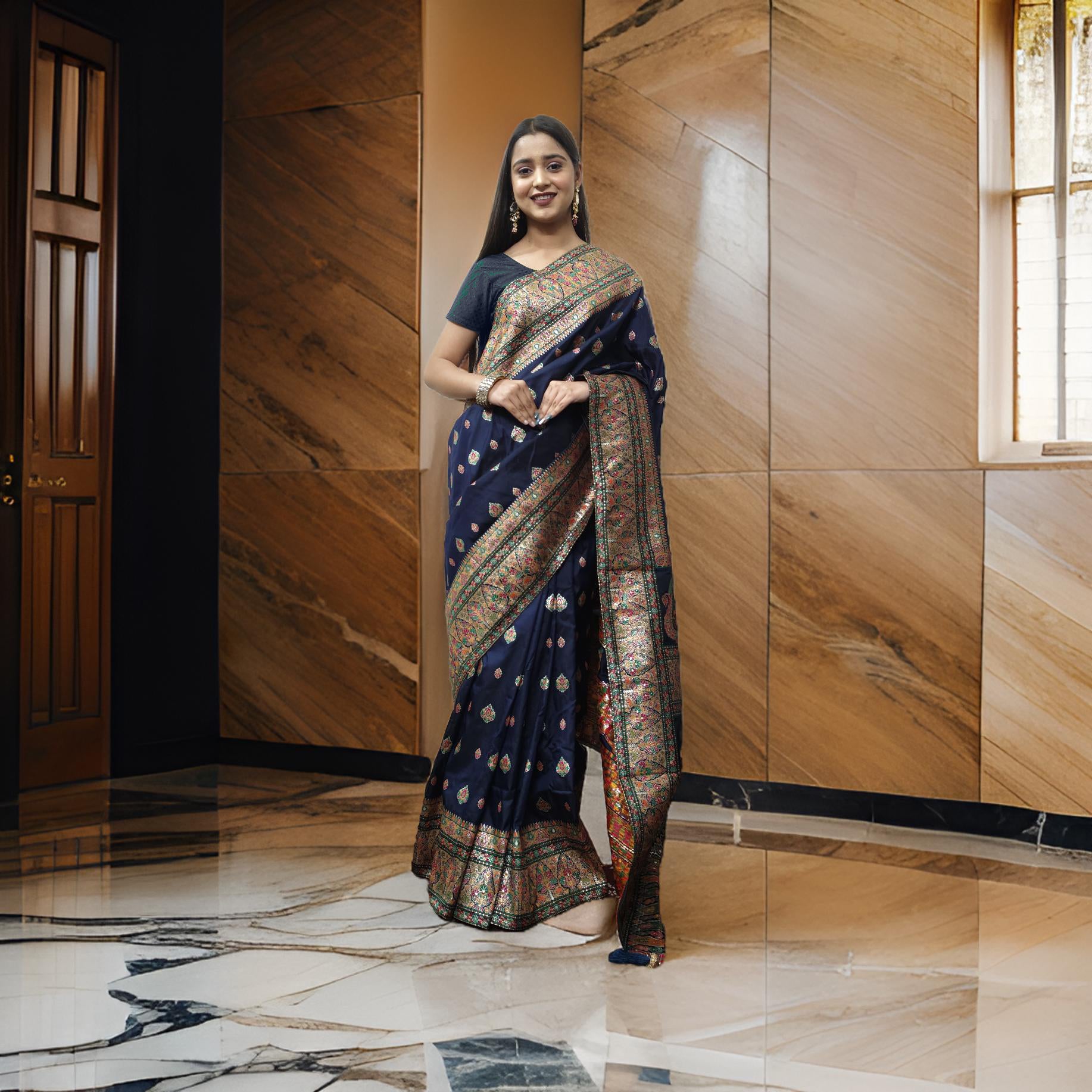 Premium Handcrafted Pashmina Saree for Weddings & Festive Wear AD10