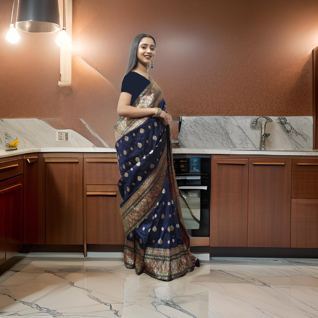 Premium Handcrafted Pashmina Saree for Weddings & Festive Wear AD10