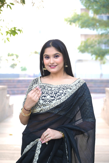 Chiffon Mono Georgette Saree with Stitched Blouse AE-02