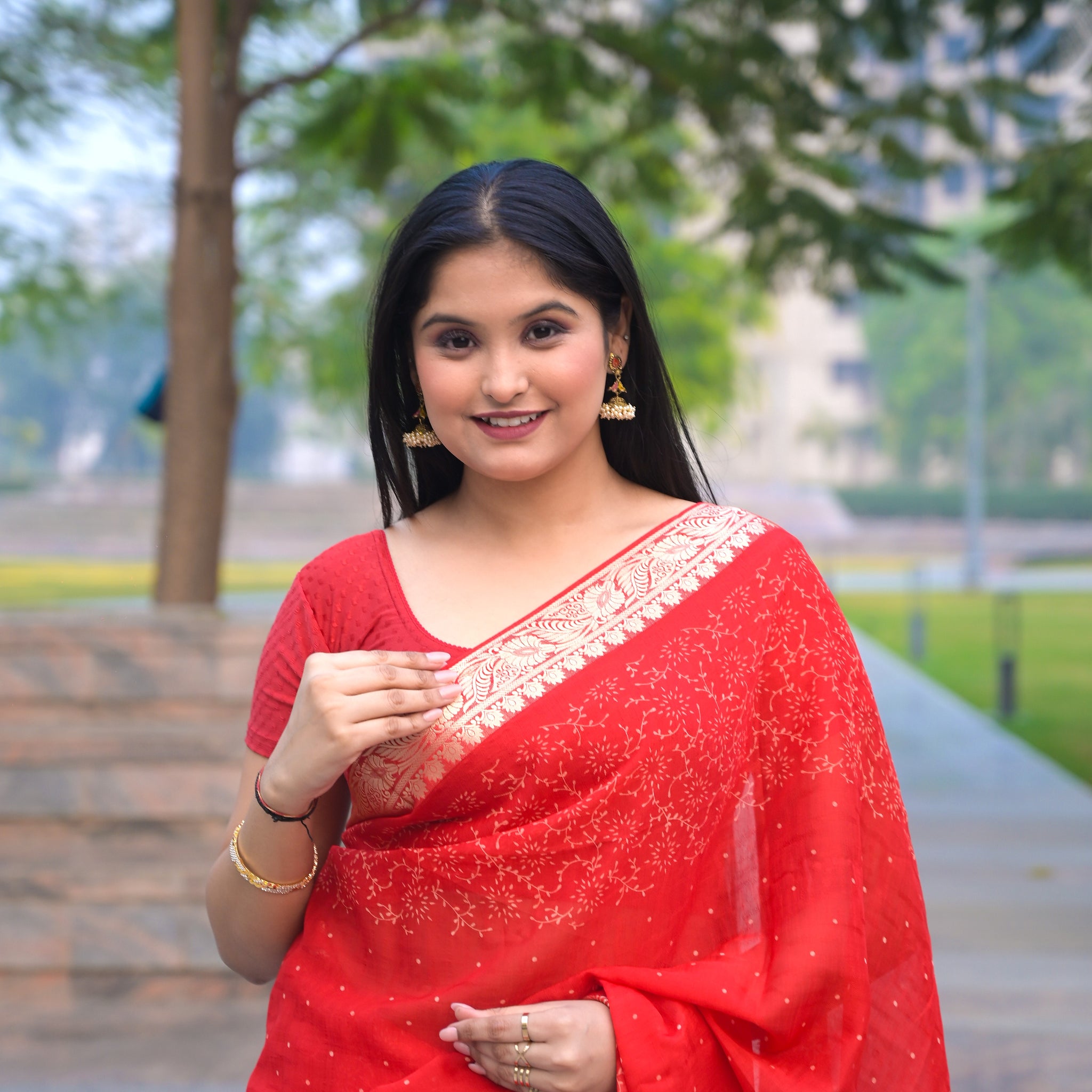 Tapsa Silk Saree with Embellished Work Blouse AE07