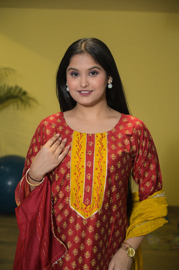 Raw Silk Suit – Kurta, Pant, and Dupatta Set LNB02