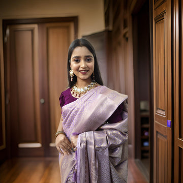 Pure Kanjivaram Silk Saree with Designer Blouse AD05