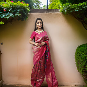 Elegant Kanjivaram Saree with Premium Designer Blouse AD22