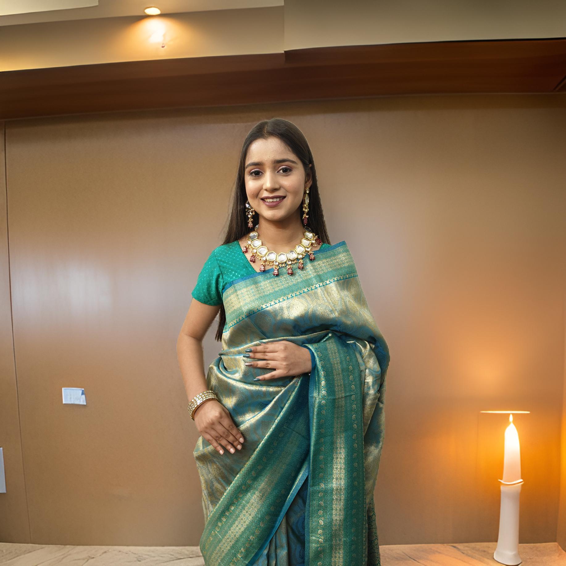 Traditional Kanjivaram Silk with Contemporary Blouse AC18