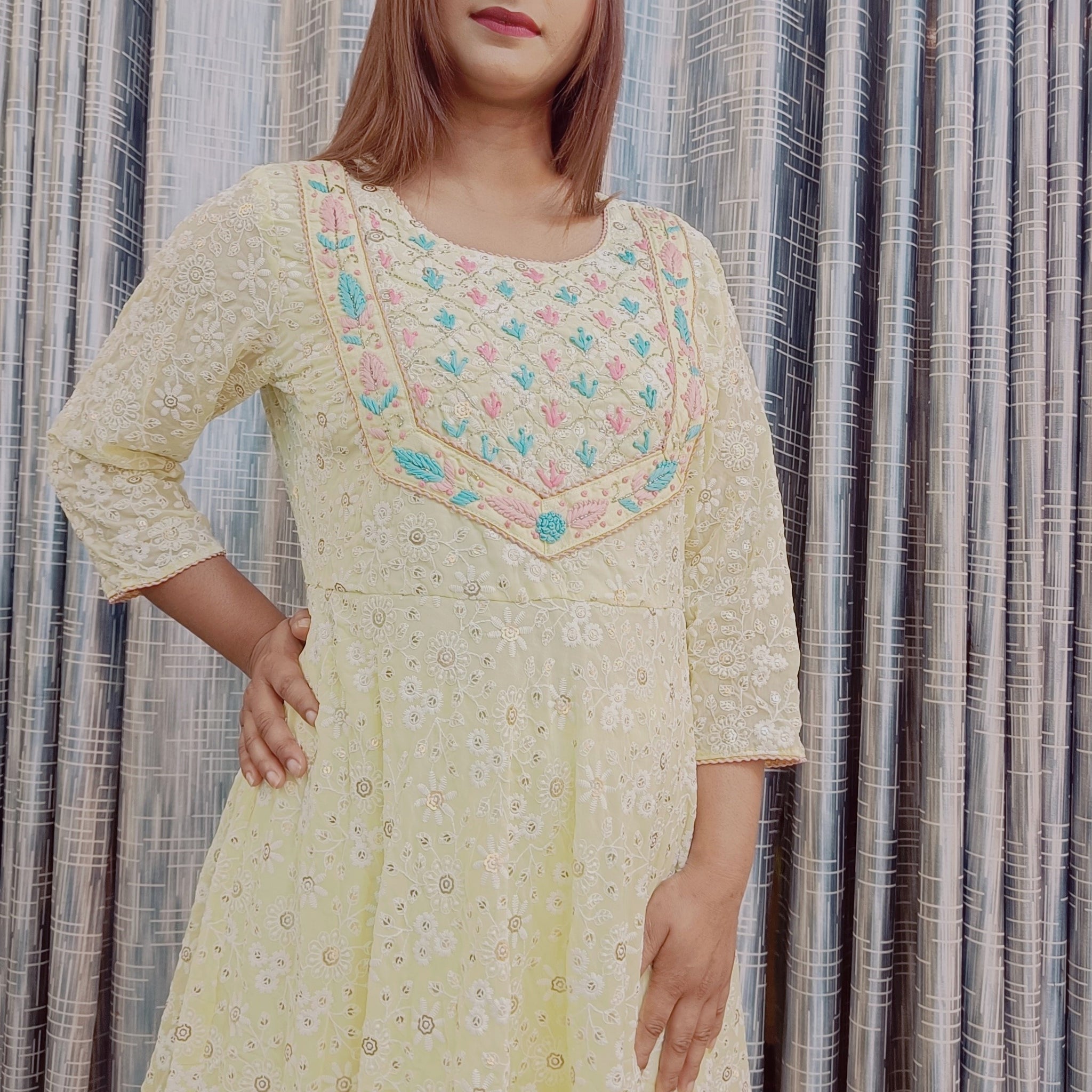 Georgette Heavy Chikankari &amp; Hand Work 3-Piece Suit GNC17