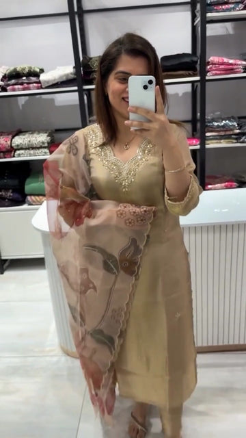 Simar Silk 3-Piece Suit – Almond Sand Color GNC10