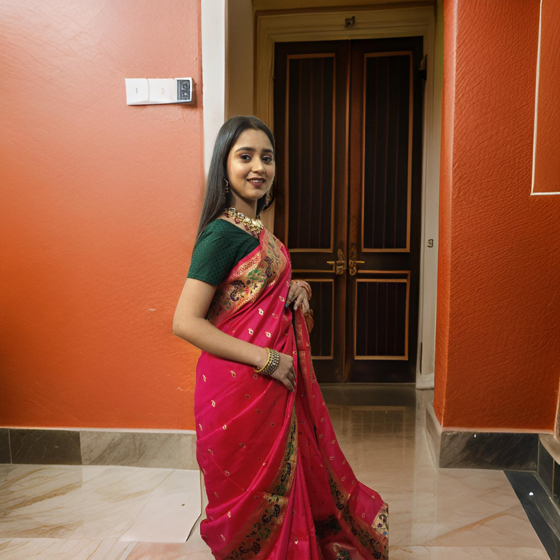 Maharashtrian Paithani Saree with Blouse – A Timeless Heritage AD24